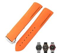DFAMIN 20mm 22mm Rubber Folding Buckle Watch Strap Black Blue Red Watch Bands for Tudor Black Bay for Men Bracelet(Orange,19mm)