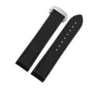 DFAMIN 20mm 22mm Rubber Silicone Watch Bands For Omega Seamaster 300 speedmaster Strap Seiko Watchband Men's watch Accessories(Black silver buckle,20mm)