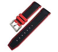 DFAMIN 22mm 23mm Fluororubber Rubber Waterproof Watchband Fit for Blancpain 5000 5015 Fifty Fathoms CITIZEN Black White Red Strap Tools(Black Red,22mm)