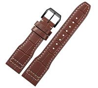 DFAMIN 22mm The Top Leather Watch Band For IWC IW326201 / IW377701 Big Pilot Series Genuine Leather Watch Strap(Silver Yellow)