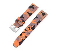 DFAMIN Curved End 20mm Nature Fluorine Rubber Watchband Replace For Rolex Strap New Green Submariner Explorer 2 Role WatchBands(CamouflageOrange)
