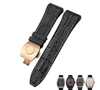 DFAMIN For Franck Muller Watch Band 28mm Cowhide Silicone Watch Strap Nylon Rubber Folding Buckle Watch Bands For Men Bracelet(Black white rose)