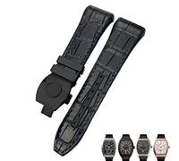 DFAMIN For Franck Muller Watch Band 28mm Cowhide Silicone Watch Strap Nylon Rubber Folding Buckle Watch Bands For Men Bracelet(Black blue black)