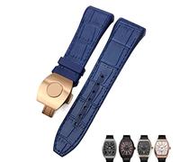 DFAMIN For Franck Muller Watch Band 28mm Cowhide Silicone Watch Strap Nylon Rubber Folding Buckle Watch Bands For Men Bracelet(Blue rose)