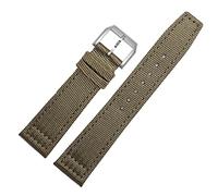 DFAMIN For IWC Pilot Spitfire Timezone TopGun Strap Green Black Belts Wristwatch Straps 20mm 21mm 22mm Nylon Canvas Fabric Watch Band(Khaki pin clasp,22mm)