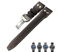 DFAMIN For IWC WatchBands 20mm 21mm 22mm Italian Cowhide Watch Strap(Brown white,21mm)