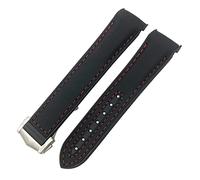 DFAMIN For Omega Planet Ocean For Seamaster Diver 300 Pointed Clasp Silicone Watch Strap Rubber Nylon Leather Watchband 19 20mm 22 21mm Watchbands(Black red line,19mm)