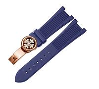 DFAMIN For PP Patek Philippe Silicone Watch Belt 5711 5712g Nautilus Watch Strap Special Interface 25mm*13mm Watchband(Blue-rosegold-B)