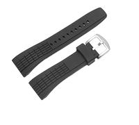 DFAMIN For Seiko SRH 006 013 SPC007 watchband waterproof rubber 26mm black silicone with stainless steel buckle Watch strap(Black-silver)