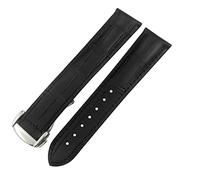 DFAMIN Genuine Leather Watchband 20mm 22mm 18mm 19mm 21mm For Omega Seamaster AT150 Diver 300 De Ville Cowhide Alligator Watch Strap(Black,19mm for OMG)