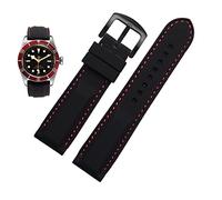DFAMIN Men Silicone Watchband 20mm 22mm 24m For MIDO citizen omega sport Rubber Replacement Strap Red blue orange white soft bracelet(Black red black,18mm)