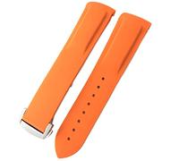 DFAMIN Rubber Silicone Watchband For Omega Seamaster GMT Diver 300 Speedmaster Hamilton 19mm 20mm 21mm 22mm Watch Strap(Orange,22mm Silver buckle)