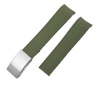 DFAMIN Rubber Watchbands For Longines CONQUEST HYDROCONQUEST L3 21mm Waterproof Strap Watch Accessorie Silicone Watch Bracelet With Logo(Green-Silver Clasp)