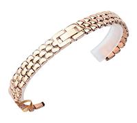 DFAMIN Stainless steel watchband silver Rose gold bracelet Replacement strap 6 8 10 12 14mm Small size dial lady fashion watch chain(Rose gold,14mm)