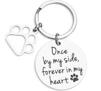 DFAMTRA Pet Memory Keyring - Once By My Side Forever In My Heart - Pet Memorial Dog Token Dog Gift Animal Dog Cat Keepsake Pet Momento Remembrance Gift Forever In My Heart keychain Love Forever Gift