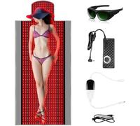 DFANCE 1370pcs LED 660nm Red Light Therapy Mat 850nm Near Infrared Designed for Full Body The-rapy Multifunctional Controller Easy-to-use Humanized Design