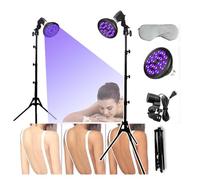 DFANCE 54W Lamp for Body and Face, 18pcs LED Sun Lamps for Ta-n-ning, with Eye Mask & Adjustable Stand (38.5"-78.7"), 395nm Purple Light Floor Lamp Eye Protection Self Ta-n-ning Machine