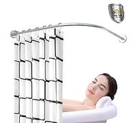 DFANCE Adjustable Curved Shower Curtain Rod No Drill,Stainless L Shaped Shower Curtain Rod,stretchable Corner Shower Curtain Rod,Never Rusts,for Bathroom, Clothing Store, Private Space,A