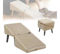 DFANCE Dual-Purpose Split Ottoman Dog Ramp,Folding Pet Ramps Stairs for Large Middle Small Dogs,Non-Slip Outdoor Pet Steps,Suitable for Bed and Sofa(Color:Khaki)