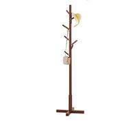 DFANCE Free-Standing Coat Rack Clothes Display Stand,Coat Tree Entryway Coat Rack Stand 8 Hooks,Sturdy Wooden Coat Rack Stand Home or Office Floor Hanger,Walnut Color