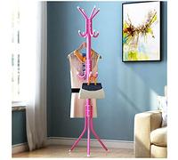 DFANCE Metal Free-Standing Coat Rack with 12 Coat Hooks,Standing Entryway Coat Rack,Easy Assembly Hat Rack Hanger Stand for Clothes Bags Scarfs,Entryway Bedroom Office,Pink