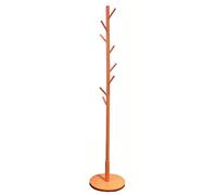 DFANCE Standing Coat Rack Solid Wood Coat Stand,Hall Tree Entry-Way Furniture with 8 Hooks,Stable Round Base,Free Standing Coat Tree Home or Office Floor Hanger,Orange