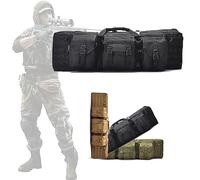 DFANCE Tactical Rifle Case,Double Rifle Bag Outdoor Tactical Carbine Cases,Air Gun Rifle Protective Bag Case with 3 Magazine Pouches,Perfect for Hunting and Shooting,Black,140cm