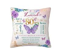 Dfaqehk 80th Birthday Gifts for Women, Happy 80th Birthday Decorations for Women Throw Pillow Covers 18 X 18 Inch, Best 80 Year Old Birthday Gifts for Women, 1944 Birthday Gifts for Women
