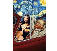 DFBFMO Canvas Art - Mona Lisa & Van Gogh Starry Night Wall Art - Sexy Mona Lisa Smoking Poster Print - Unframed, 40x60cm