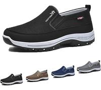 Dfcdcoo Breathable Orthopedic Travel Plimsolls, Breathable Orthopedic Travel Plimsolls Cna Trop, Men's Arch Support Slip-on Canvas Loafers (Black,39)