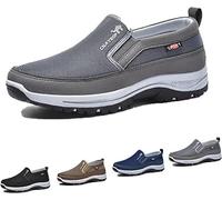 Dfcdcoo Breathable Orthopedic Travel Plimsolls, Breathable Orthopedic Travel Plimsolls Cna Trop, Men's Arch Support Slip-on Canvas Loafers (Gray,42)