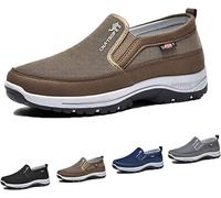 Dfcdcoo Breathable Orthopedic Travel Plimsolls, Breathable Orthopedic Travel Plimsolls Cna Trop, Men's Arch Support Slip-on Canvas Loafers (Brown,46)