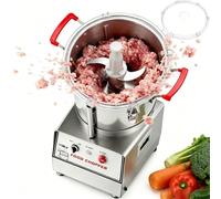 Dfdieratve Automatic Meat & Vegetable Chopper Commercial 5-15L, Food Processor with Feed Chute, for Onion, Tomato, Peanut, Cereal, Fast Bulk Prep for Hotpot, Buffet, Diner 5L