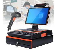 Dfdieratve POS Cash Register, All-in-One Cashier Register with 15.6" Touch Screen, POS System for Small Business with CPU I5, 8 GB RAM, 128 GB SSD, Windows 10, for Retail and Restaurant Orange