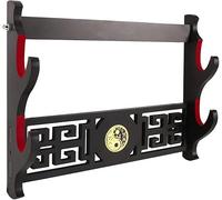 Dfdvye Sword Holder Katana Wall Mount - 2-Tier Tai Chi icon Velvet Padded Katana Holder Samurai Sword Display Rack Wand Lightsabe Wakizashi Sword Stand Display Hanger