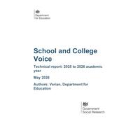 DFE-RR 1630/2 School and College Voice. Technical report: 2025 to 2026 academic year. May 2026