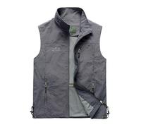 DFEK Men's Fishing Safari Utility Vest Lightweight Quick Dry Cargo Military Gilets Sleeveless Photography Hunting Camping Waistcoat Outdoor Travel Sleeveless Jacket with Pockets(B Grey,3XL)