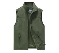 DFEK Men's Fishing Safari Utility Vest Lightweight Quick Dry Cargo Military Gilets Sleeveless Photography Hunting Camping Waistcoat Outdoor Travel Sleeveless Jacket with Pockets(D Army Green,XXL)