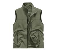 DFEK Men's Fishing Safari Utility Vest Lightweight Quick Dry Cargo Military Gilets Sleeveless Photography Hunting Camping Waistcoat Outdoor Travel Sleeveless Jacket with Pockets(A Army Green,3XL)