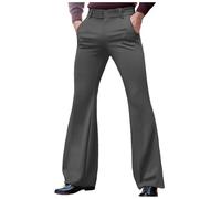 DFEK Mens Flared Trousers 70s Disco Bell Bottom Pants Slim Fit Retro 1960's Groovy Fancy Dress, 70s Disco Flared Pants for Theme Parties, Festivals, Everyday Casual Wear(Dark Gray,3XL)