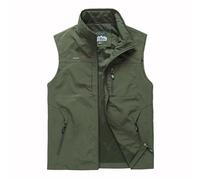 DFEK Mens Outdoor Outerwear Vest Casual Gilets Quick Dry Fishing Vests Lightweight Sleeveless Jacket Breathable Photography Waistcoat Camping Hunting Utility Gilet(A Green,4XL)