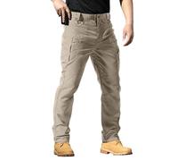 DFEK Mens Work Trousers Multi Pockets Cargo Combat Work Pants Work Trousers for Man Outdoor Camping Hiking Loose Fit Stretch Tactical Trouser(Beige,XL)