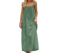 DFEK Women's Backless Maxi Dress Sleeveless Spaghetti Strap Summer Sundress with Open Back Tie, Flowy Casual Beach Holiday Lounge Dresses (Light Green,M)