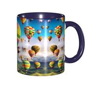 Dfekgoklpf Hot Air Balloons 11 Oz Two-Tone Porcelain & Stoneware Ceramic Coffee Mug Microwave Safe Ceramic Cup Custom Drinkware Cup with Handle Ideal Coffee Companion