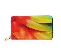 Dfekgoklpf Large Capacity Fantastic Parrot Feather Print Fold Accordion Leather Wallet Id Card Holder Long Purse Multi-Function with Zipper Purse for Man Women Travel Wallet with Coin Receipt Pocket
