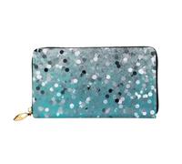 Dfekgoklpf Large Capacity Glittered Blue Background Print Fold Accordion Leather Wallet Id Card Holder Long Purse Multi-Function with Zipper Purse for Man Women Travel Wallet with Coin Receipt Pocket