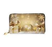 Dfekgoklpf Large Capacity Gold Silk Christmas Print Fold Accordion Leather Wallet Id Card Holder Long Purse Multi-Function with Zipper Purse for Man Women Travel Wallet with Coin Receipt Pocket