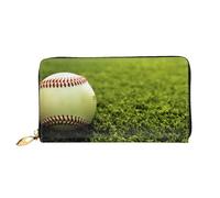 Dfekgoklpf Large Capacity Grass Baseball Softball Print Fold Accordion Leather Wallet Id Card Holder Long Purse Multi-Function with Zipper Purse for Man Women Travel Wallet with Coin Receipt Pocket