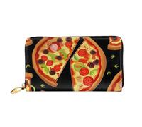 Dfekgoklpf Large Capacity Tasty Pizza Print Fold Accordion Leather Wallet Id Card Holder Long Purse Multi-Function with Zipper Purse for Man Women Travel Wallet with Coin Receipt Pocket