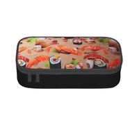 Dfekgoklpf Stylish Delicious Sushi Printed Zipper Pencil Case Large Capacity Multi-Functional Organizer Cosmetic Bag Portable Pen Pouch for Organizing Pencils Makeup Accessories and School Office